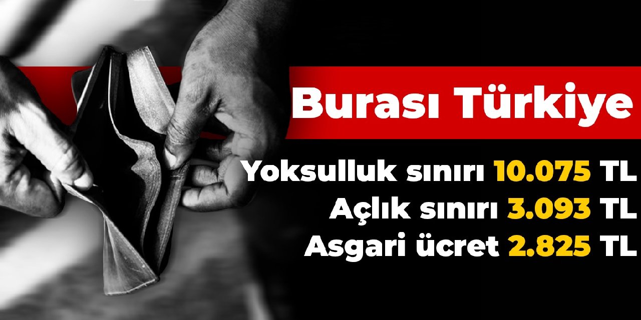 Burası Türkiye: Yoksulluk sınırı 10.075 TL, açlık sınırı 3.093 TL, asgari  ücret 2.825 TL