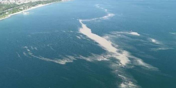 Deniz kıyılarını kaplayan müsilaj havadan görüntülendi.