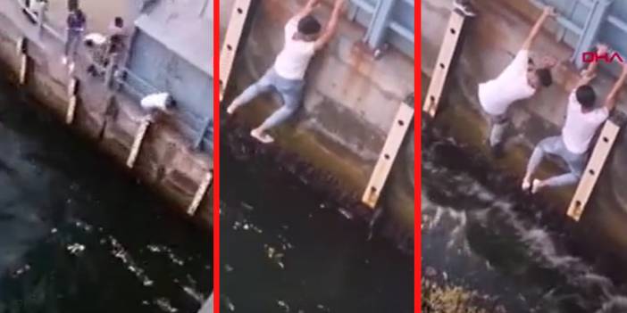 Haliç'e düşen yavru kediyi ayaklarıyla kurtardı