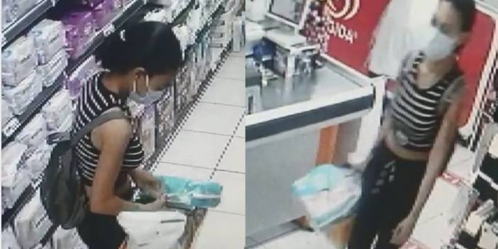 Esenyurt'ta doldurduğu market sepetiyle kaçan kadın kamerada