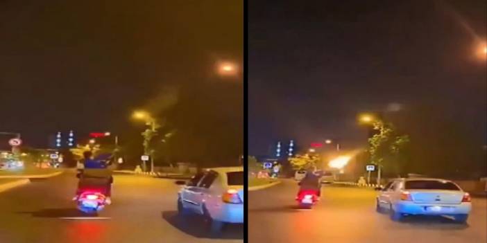 Motosikletli maganda kamerada: Pompalı tüfekle havaya ateş açtı