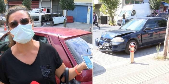 Hamile kadınla çocuğu iki otomobil arasına sıkıştı