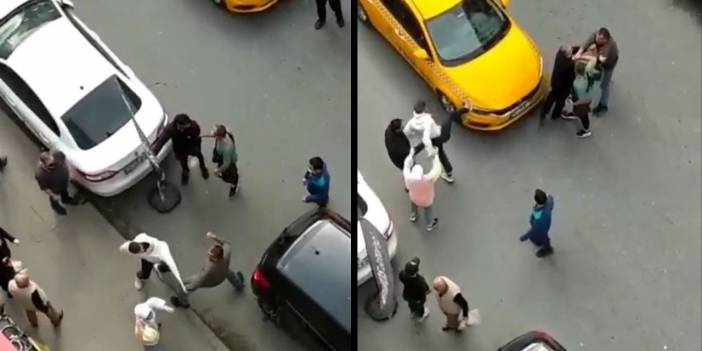 Taksiciyle müşterinin yumruk yumruğa kavgası kamerada