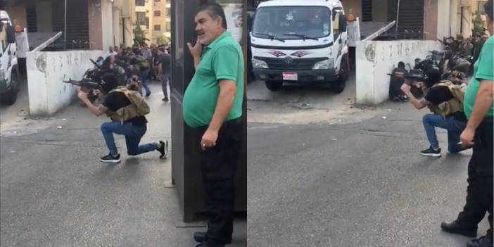 Beyrut protestolarında dikkat çeken görüntü
