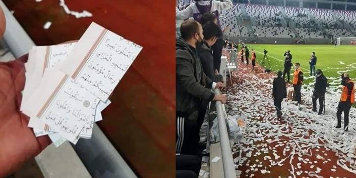 Kuran sayfalarını ve Türk bayrağını konfeti yaptılar