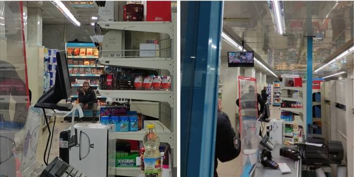 Markete gelen bir kişi satırla çalışanları rehin almaya çalıştı