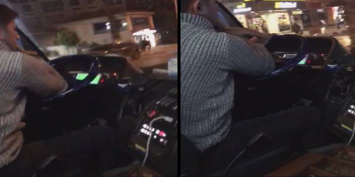 Minibüs şoförü direksiyon başında maç izledi