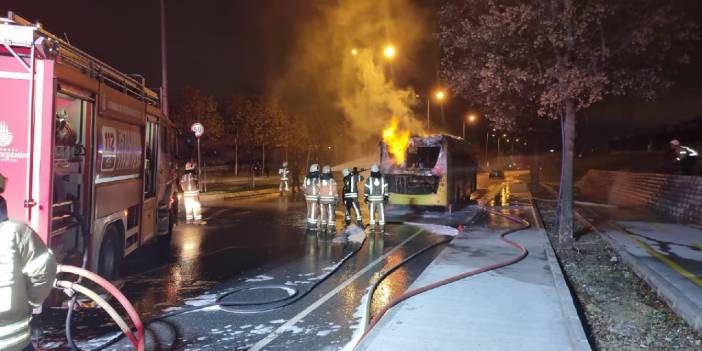 İETT otobüsü alev alev yandı