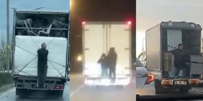 Kamyon kasalarında tehlikeli yolculuklar kamerada