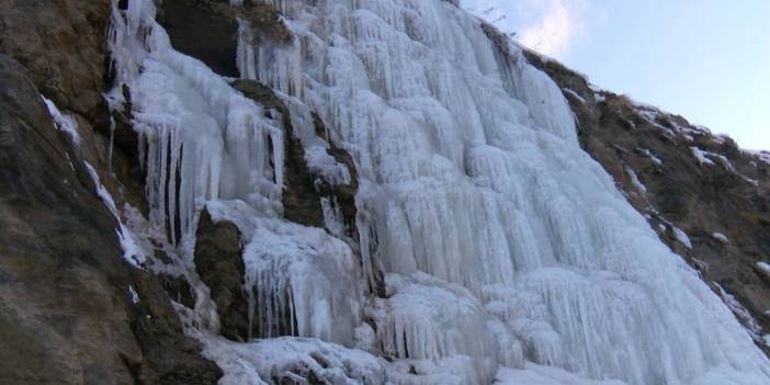 Muş’ta şelale ve dere buz tuttu