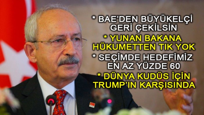 Kılıçdaroğlu: Birleşik Arap Emirlikleri özür dileyene kadar Büyükelçi derhal çekilmeli