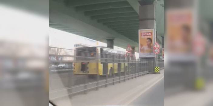 İETT otobüsüne tutunarak 'Örümcek Adam' yolculuğu yaptı