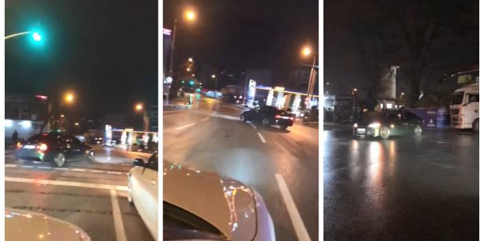 Sancaktepe'de düğün konvoyunda drift yapan sürücü kamerada