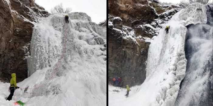 Buz tutan şelalede tırmanış
