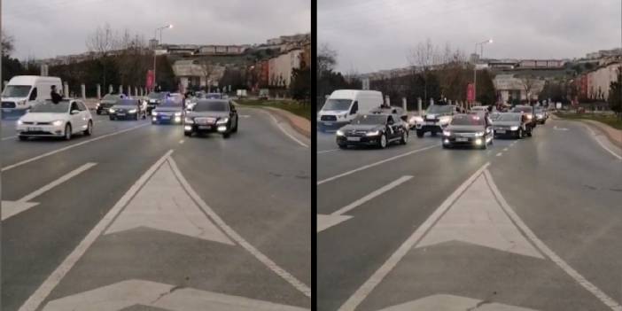 'İzinli' çakarlı araçlarla düğün konvoyu: Drift de yaptılar