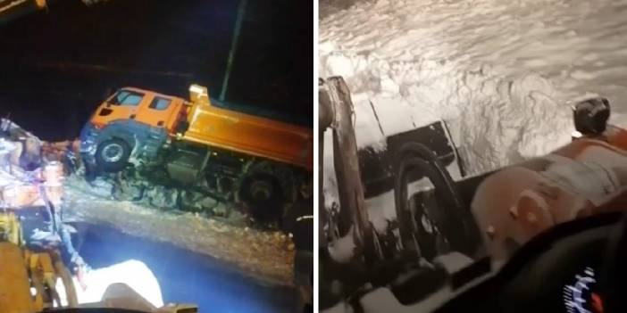 Kar küreme aracı devrildi, operatör yaralandı