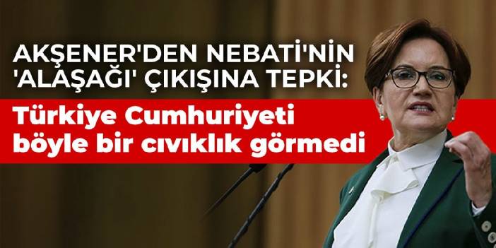 Akşener'den Nebati'nin 'alaşağı' çıkışına tepki: Türkiye Cumhuriyeti böyle bir cıvıklık görmedi