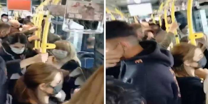Metrobüste maske kavgası