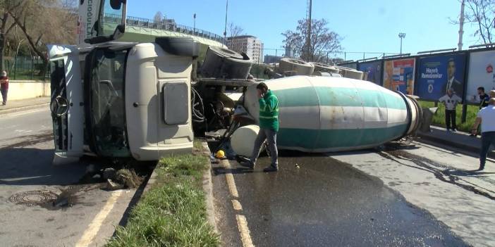 Kartal’da beton mikseri devrildi