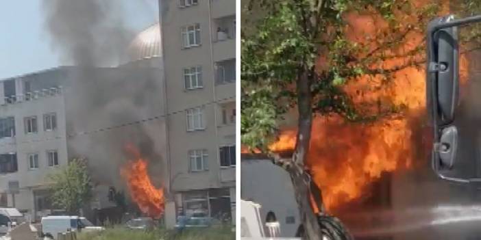 Arnavutköy'de bisiklet tamirhanesinde yangın