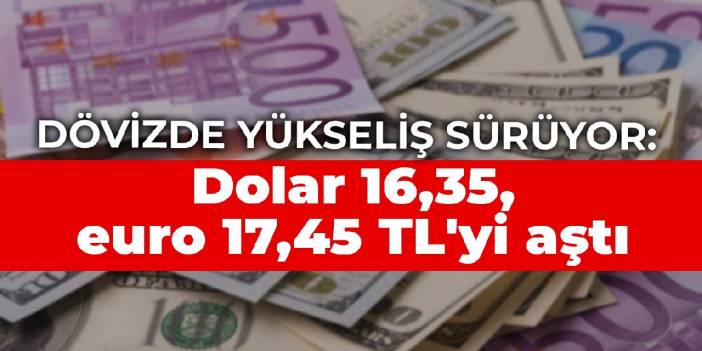 Dövizde yükseliş sürüyor: Dolar 16,35, euro 17,45 TL'yi aştı