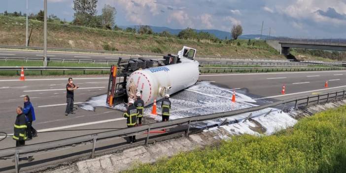 LPG yüklü tanker devrildi: TEM kapandı