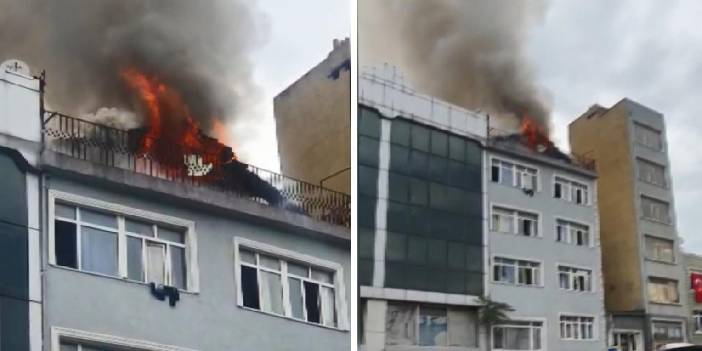 Beyoğlu'nda otelin çatısında yangın