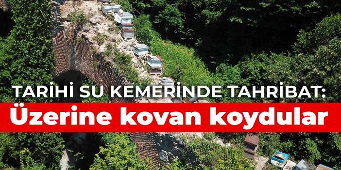 Tarihi su kemerinde tahribat: Üzerine kovan koydular
