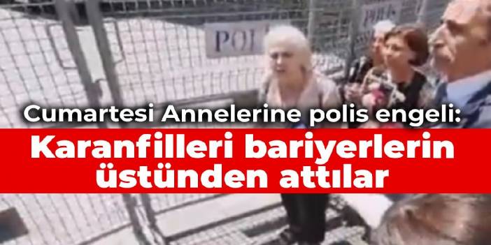 Cumartesi Annelerine polis engeli: Karanfilleri bariyerlerin üstünden attılar