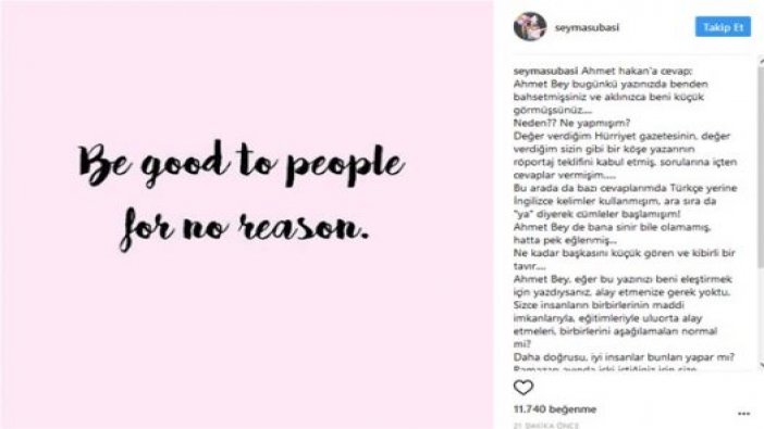 Ahmet Hakan'a Şeyma Subaşı'ndan jet yanıt!
