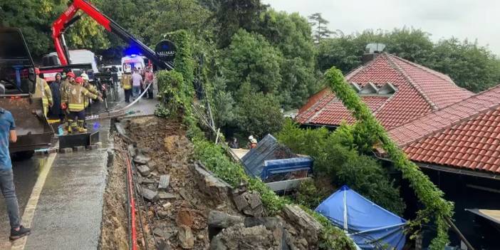 Beykoz'da istinat duvarı çöktü: Göçük altındaki kişi kurtarıldı