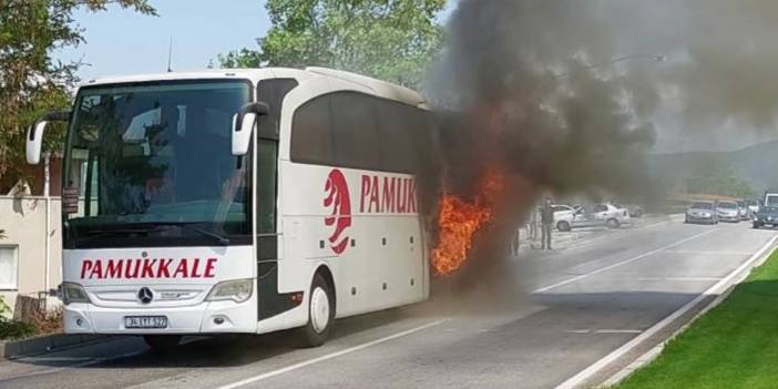Yolcu dolu otobüs alev alev yandı