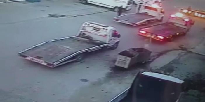 Bir konvoy aracı çekicilerle çaldılar