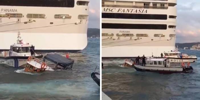 Boğaz'da batan teknedekileri polis kurtardı