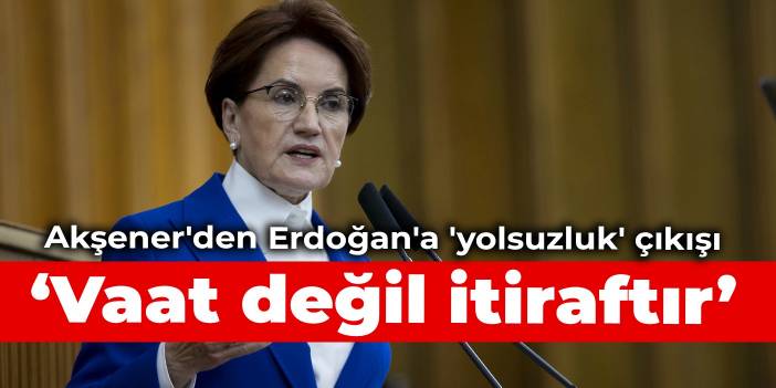 Akşener'den Erdoğan'a 'yolsuzluk' çıkışı: Vaat değil itiraftır