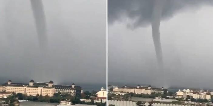 Alanya açıklarında hortum denizden su kaldırdı