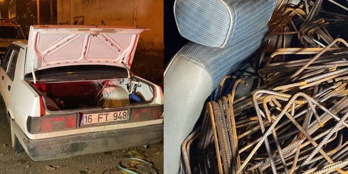 İnşaattan demir çaldılar: Polisi farkedince otomobili terk edip kaçtılar