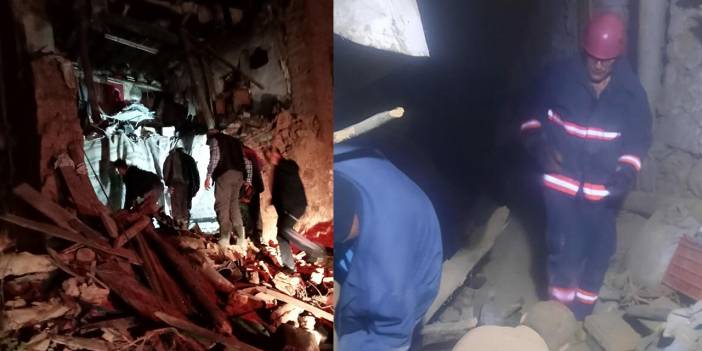 Kerpiç evin çatısı çöktü