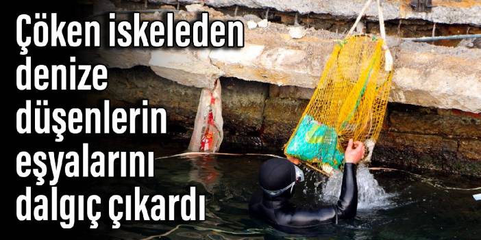 Çöken iskeleden denize düşenlerin eşyalarını dalgıç çıkardı