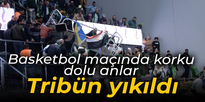 Basketbol maçında korku dolu anlar: Tribün yıkıldı