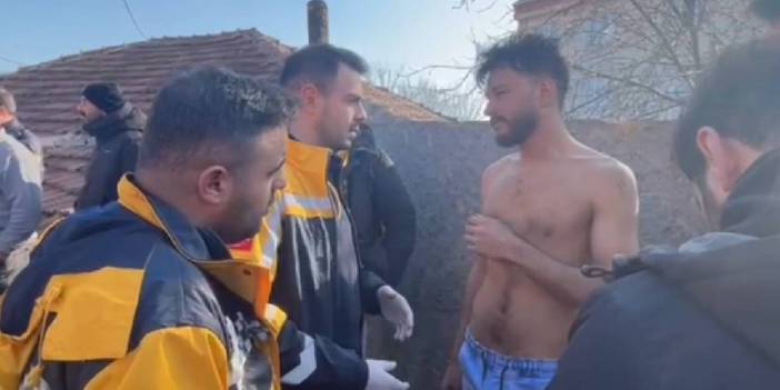 Evinde yangın çıktı: Duvarı kırarak kurtuldu