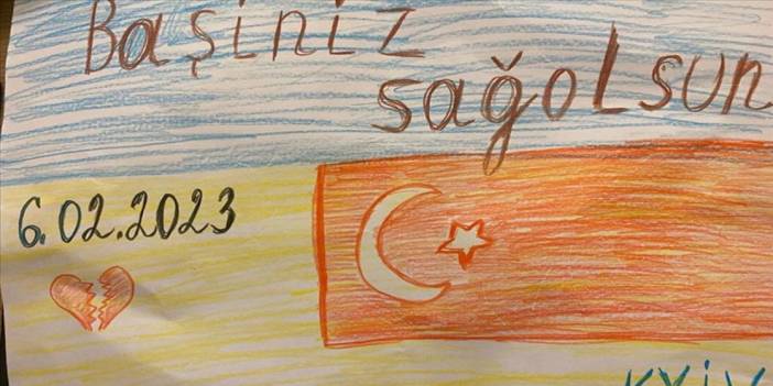 Ukraynalı çocuktan 'başınız sağ olsun' notu