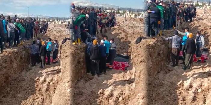 Depremi özetleyen görüntü: Toplu mezarlar