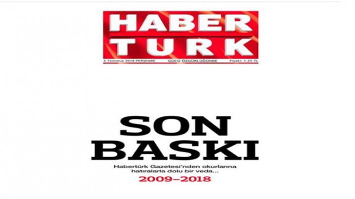 Gazete Habertürk’ten okurlarına veda