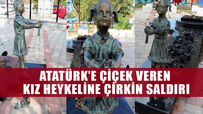 Zonguldak'ta Atatürk’e çiçek veren kız heykeline çirkin saldırı!