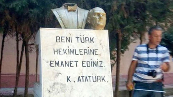 Anamur’da Atatürk büstüne çirkin saldırı