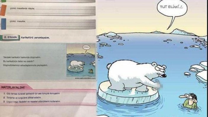 MEB'den kutup ayılı karikatüre çözüm: 13. sayfayı imha ettik!
