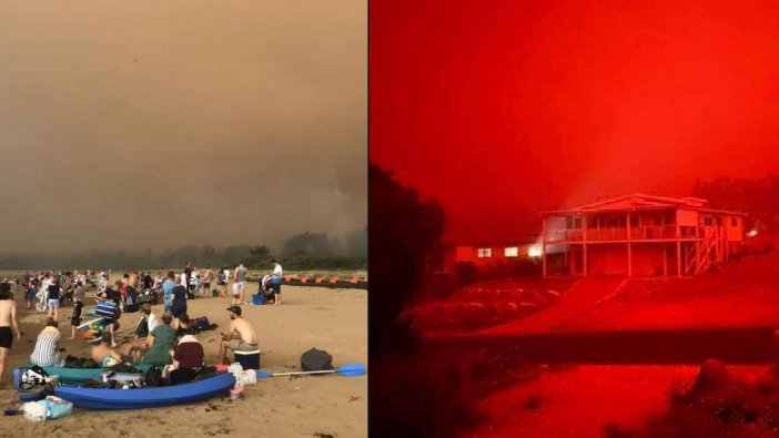 Avustralya'da orman yangınları: Binlerce kişi sahile sığındı