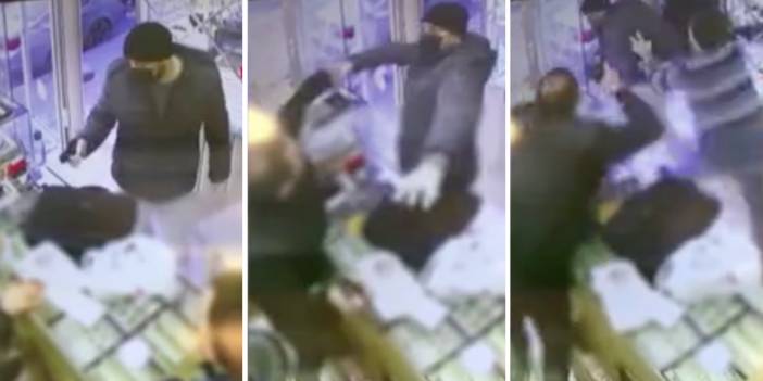 Kuyumcu silah çıkarınca soyguncu böyle kaçtı