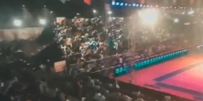 Hindistan’da spor müsabakasında tribün böyle çöktü